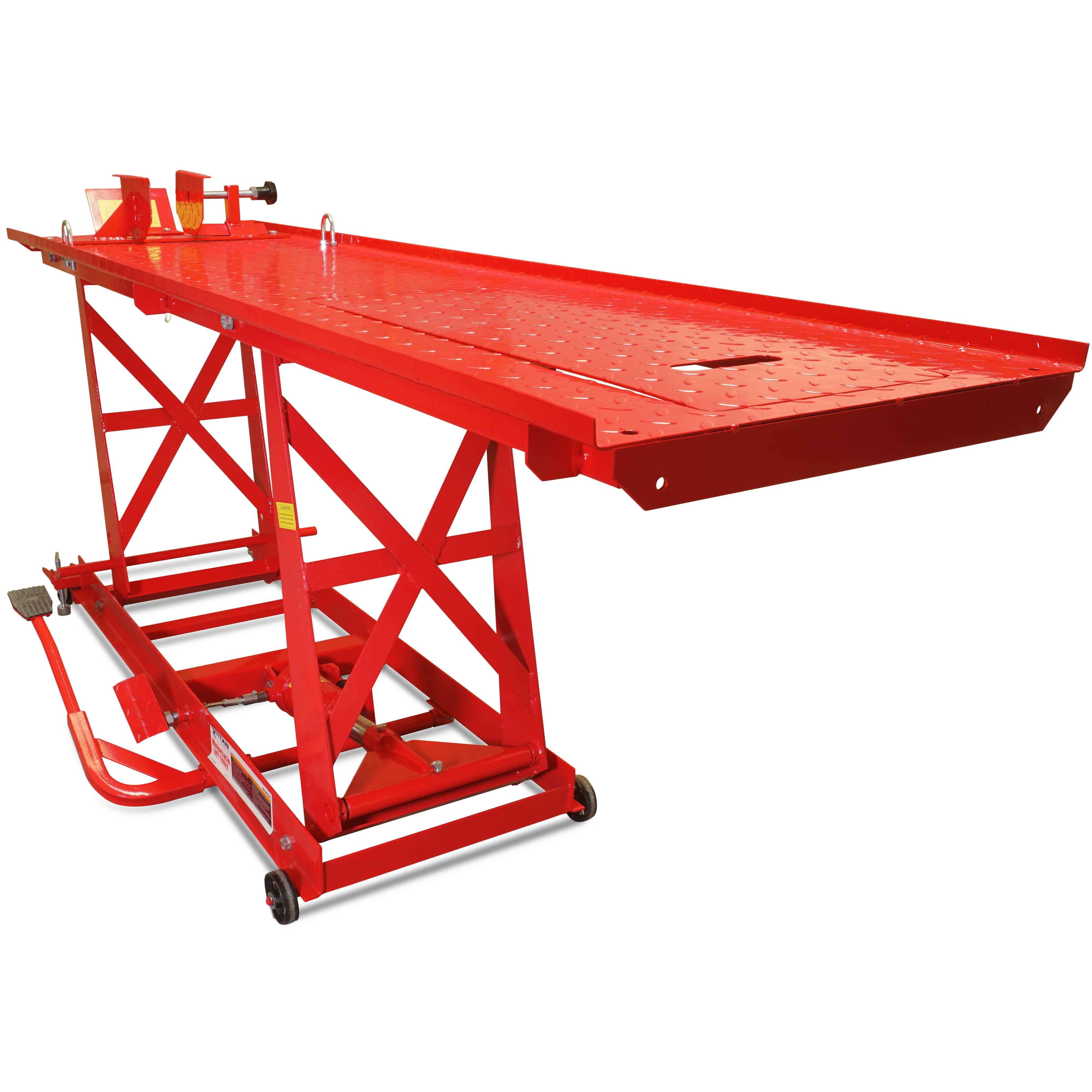 23caac894bed67cf1cfc9ca8dbafff1d832ef6972e14d5fa6be1e2b047f4e3ae 1,000 lb Hydraulic Motorcycle Lift Table Extra Long Heavy Duty