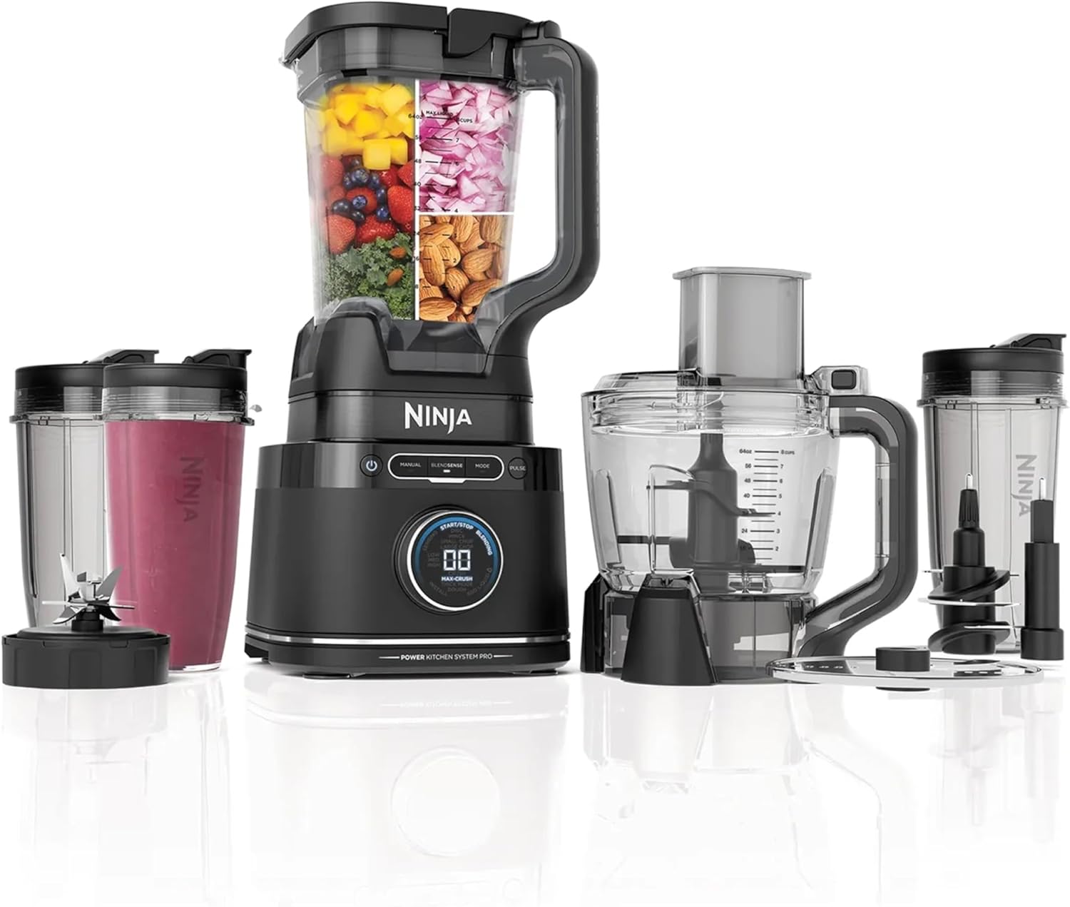 24716ec7f00761034d9a07ad387bf9a8da48e2a3a7f5b324446c69a648170ad4 Ninja Detect Kitchen System Power Blender + Processor Pro, High Speed Food Mixer, Juicer Smoothie Maker, One Touch Preset Programs BlendSense Technology, TB401ANZ, Black
