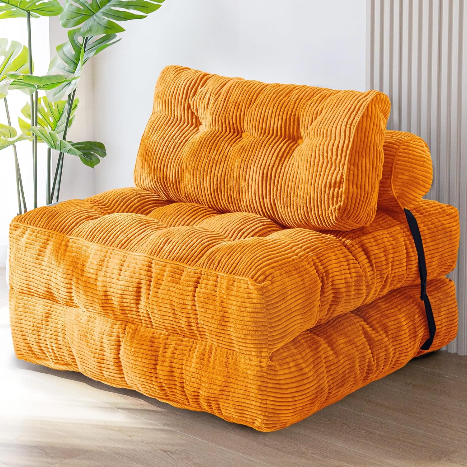 24925b777a0f00296f7283d5a0e571c5af83c81e2891e99db77f3f9bee694d45 MAXYOYO Folding Sofa Bed Convertible Sleeper Chair Pillow Foldable Mattress Back Support(Full/Orange)