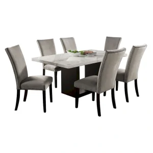 7 Piece Dining Table Set(Gray,black)