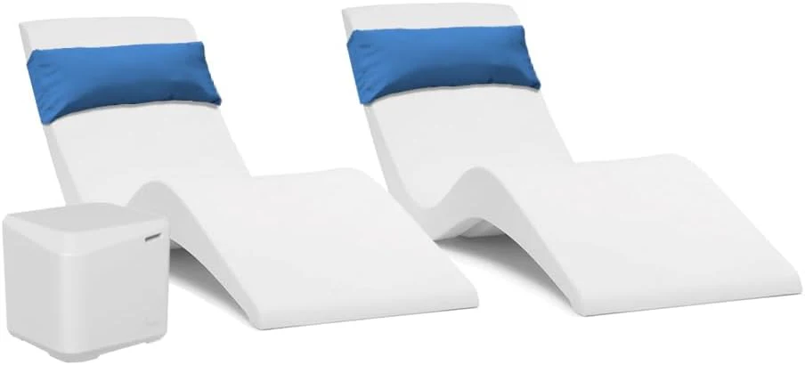 2529537bd657a29c4c918ca7fdc709a6fd62baaa131780a3e8508baf0754b37b Classic White - in-Pool Chaise Lounger ¨C Designed for Water Depths Up to 9¡± ¨C Aqua Outdoors ¨C Set of 2 ¨C Compatible with All Pool Types - Poolside Sun Deck Tanning(Bundle)