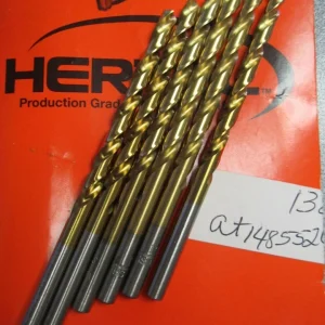 KLYNE - (6) #13 (.1850") Jobber Length Drill Bits 118Deg Angle Tin Hss
