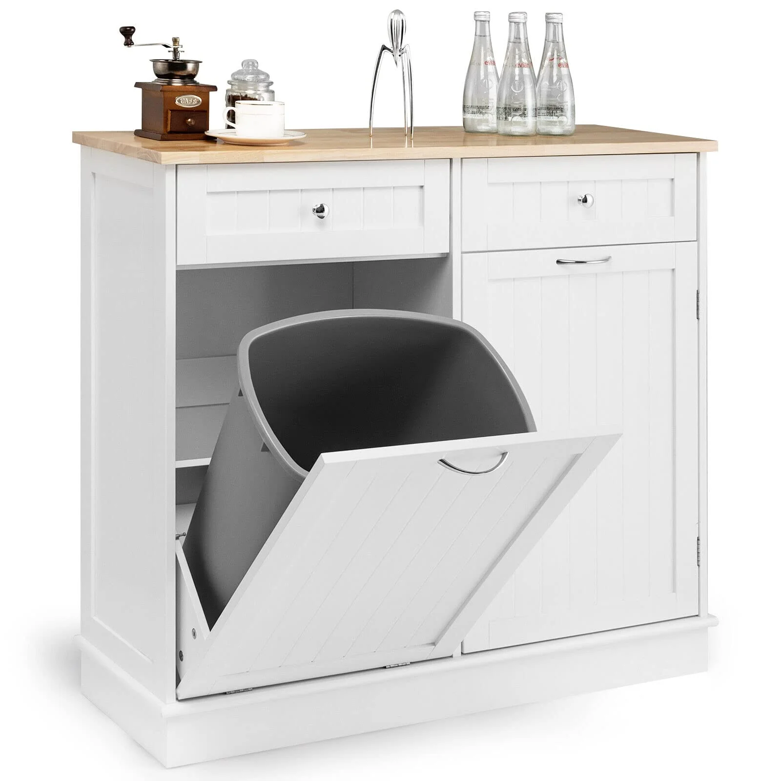 2620fa404791b44f871da1891c3c75169919f1ea8dea42f63db110da91d98fe5 Giantex Kitchen Trash Cabinet, Tilt Out Trash Bin Cabinet with Single Trash Can Holder(White)