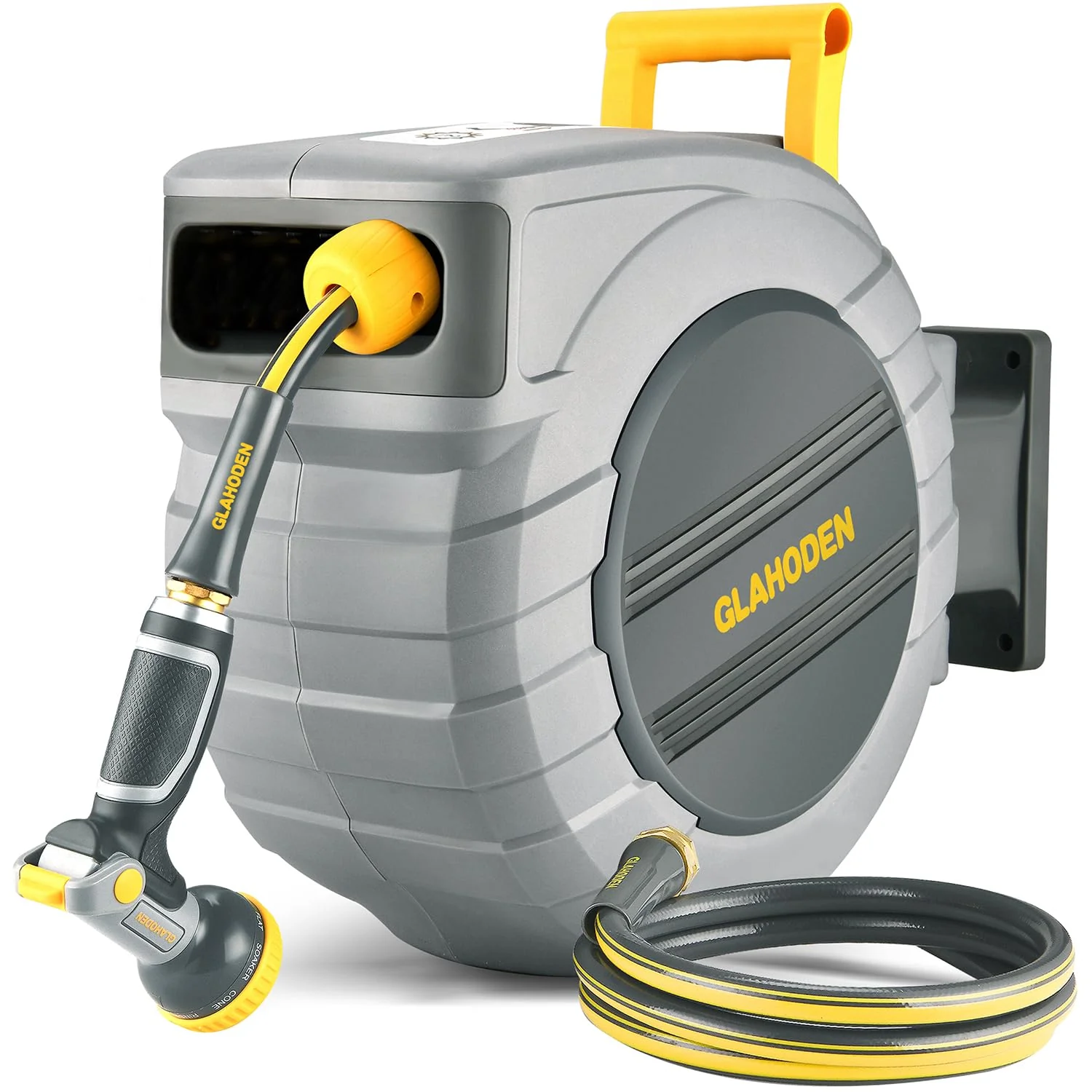 268004fcd2bb2611a42c27e1c81f59d0222788f3a0cd397e2fc41fbc4c28fb9f GLAHODEN Retractable Garden Hose Reel 5/8 in x 100 ft