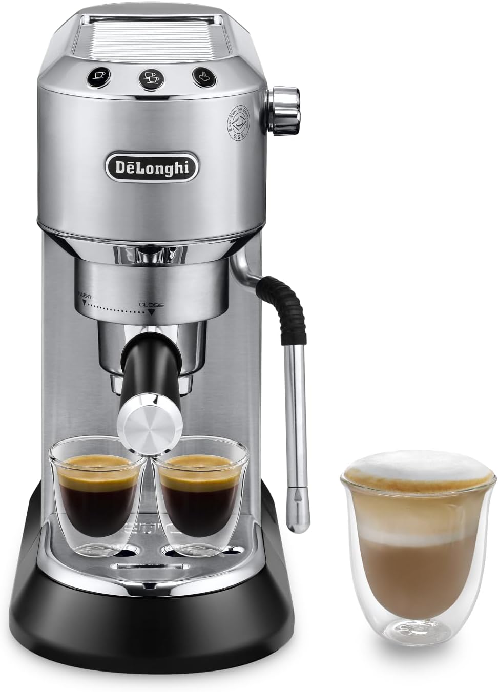 26e681cd9ea79916fd39af88adb4efcd6170a69979229dbc0c099970a7d0f90f De'Longhi Dedica Arte, Traditional Barista Pump Espresso Machine, Manual Coffee Machine, Compact Design 15 cm wide, Fits Coffee Mug, Metal, EC885.M(Metal)
