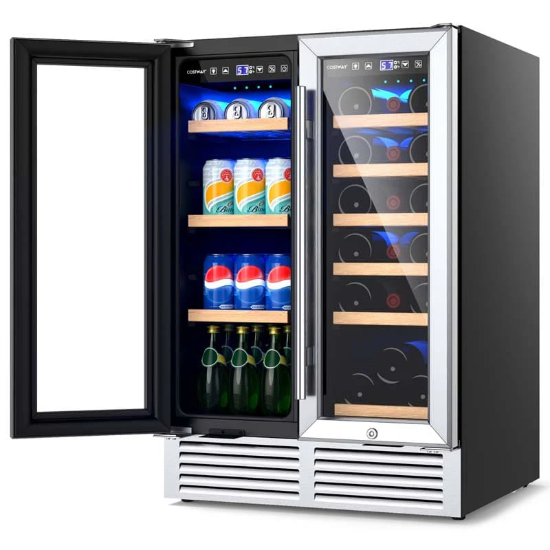 27dc019e0c76849926ac830f6992952a5499d9c6df2bdb46c25f5f00ecb66b2d 24" Large Dual Zone Wine Beverage Cooler Refrigerator Built-In Freestanding Beer Fridge Wine Cellar(Default Title)