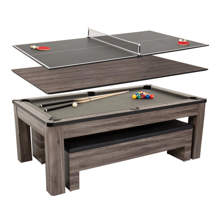 2802a6bc337e6af7ec0266b6ecb1fd8dfc4f9a95e66adfb39b722ddc71137e56 7' 3-in-1 Combination Table Includes Billiards, Table Tennis, Dining Table