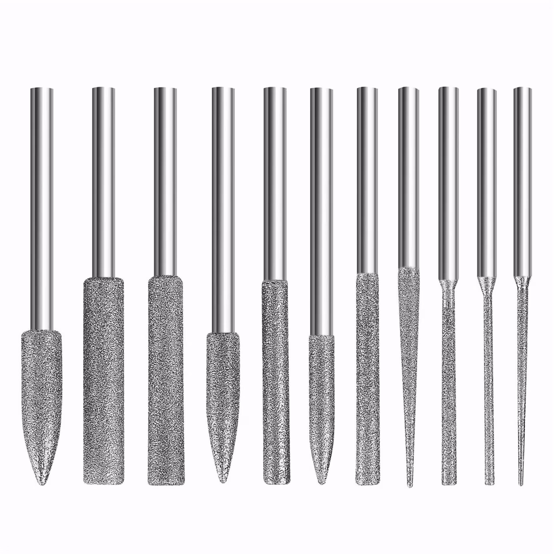 28e2e10ac8d0440836d544e35e4d03af2b26eb6638e0f4da3a9711a386696196 11Pcs 1/8" Carbide Steel Diamond Burr Bits Grinding Rotary Tools Accessories