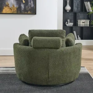 Oversized Swivel Cuddle Barrel Chair with moon storage ottoman(Green)