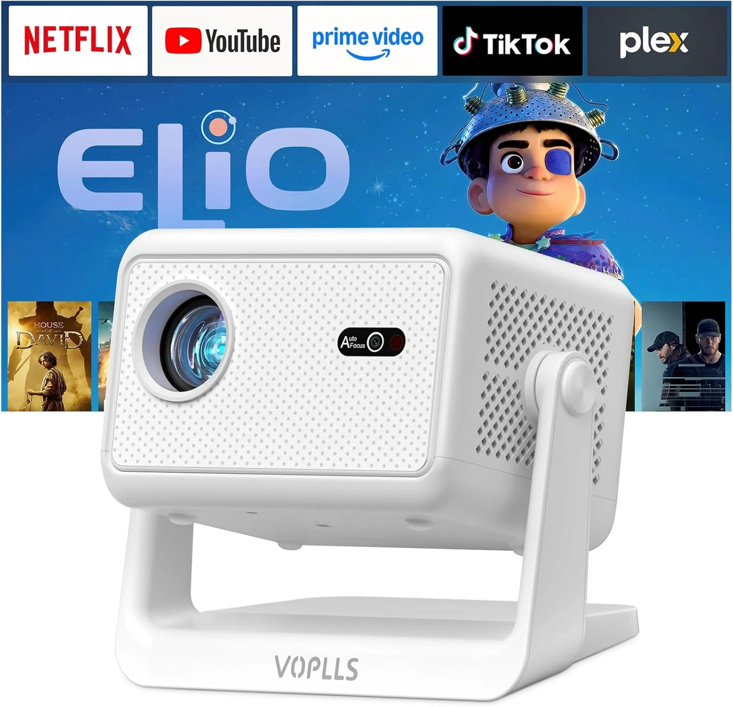 299ada5676408838c7664bb380da262e0024cded9b95500d9d2d2adbfda96fa7 ¡¾Officially-Licensed APP 1800 ANSI¡¿Smart Mini Projector with WiFi and Bluetooth 4K Support(White Smart projector)