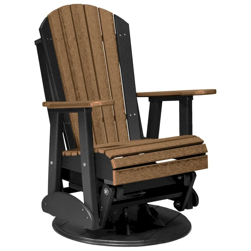 29ae250ed9b23e5c1adfb41ef652af68545393c7d892dae69e33b75398eb48d3 Poly Lumber Adirondack Swivel Glider Chair(Cedar Black)