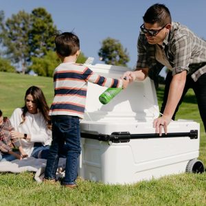 110QT Glide Cooler with Wheels and Telescoping Handle(Sandstone/110 QT)