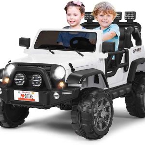 2-Seater Kids Ride on Truck, 12V Battery Electric Toddler Motorized Vehicles Riding Toy Car with Remote Control(White)