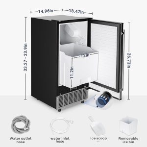 Commercial Under Counter Ice Maker Machine 80Lbs/Day with 24lbs Ice Storage Built-in Drain Pump/Automatic Cleaning/Timing Setting/Smart LCD Panel Ideal for Both Home and Commercial Use(Default Title/ONESIZE)