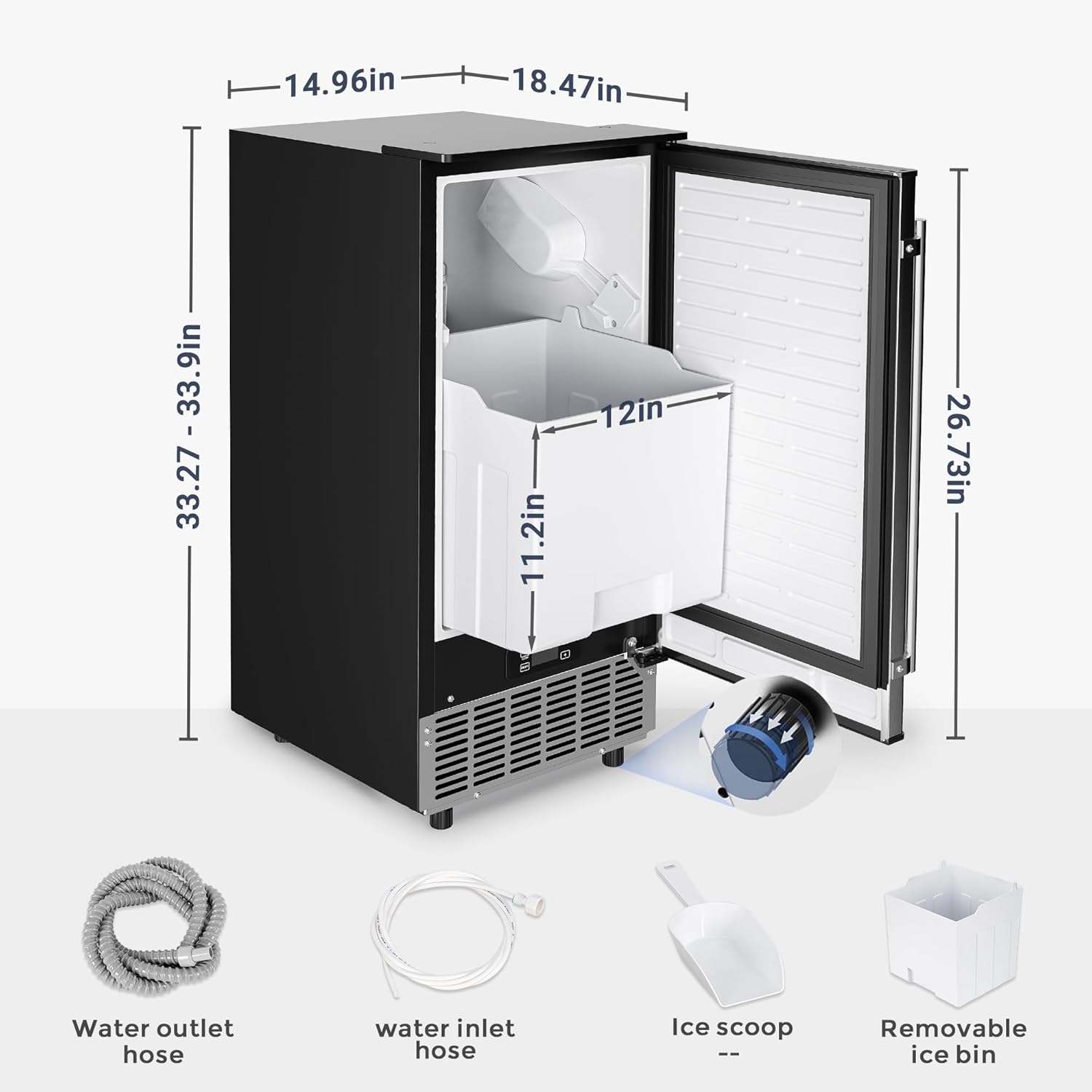 2c6e52ac3617d5d3befb3a212d5e3ab58dd073e78f63649b03f9418e31a9839d Commercial Under Counter Ice Maker Machine 80Lbs/Day with 24lbs Ice Storage Built-in Drain Pump/Automatic Cleaning/Timing Setting/Smart LCD Panel Ideal for Both Home and Commercial Use(Default Title/ONESIZE)