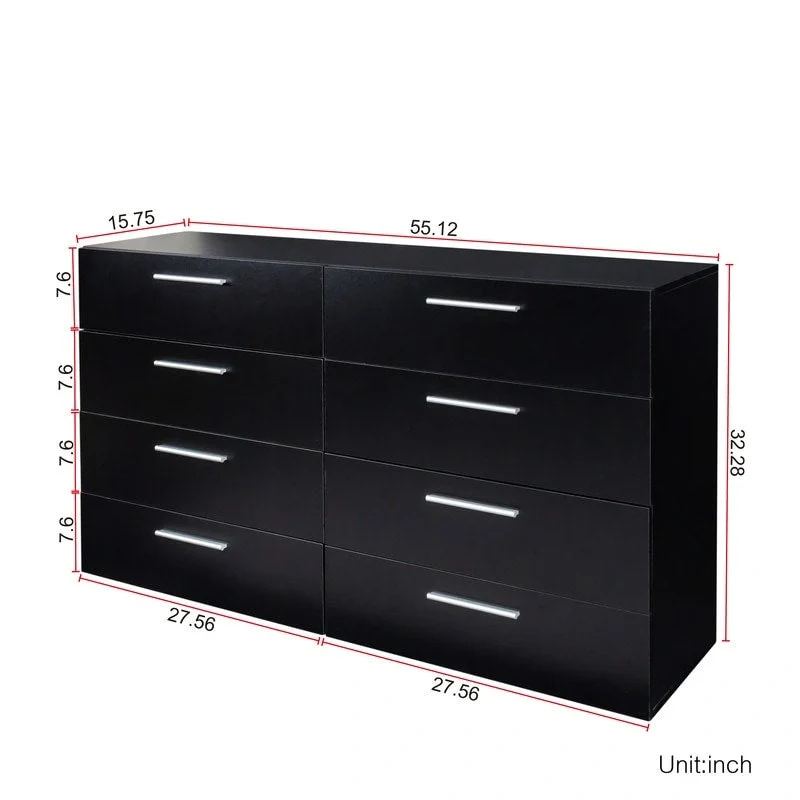 2cb0e6267806d93ccf55d3ae0b15430c66c746812804fe9b85703d51ac7acc7f Space-saving 8-Drawer Double Dresser(Black)