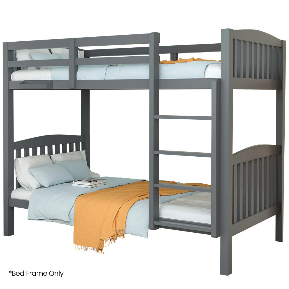2dbd1a01a608bb2319935e531eacc9b4753f9edcff1477c5855610ad55069c26 Kingston Slumber Single Bunk Bed Frame Solid Pine Wood Timber, Modular Design, Grey