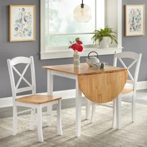 Simple Living Country Cottage Drop Leaf 3-piece Dining Set(White/natural)