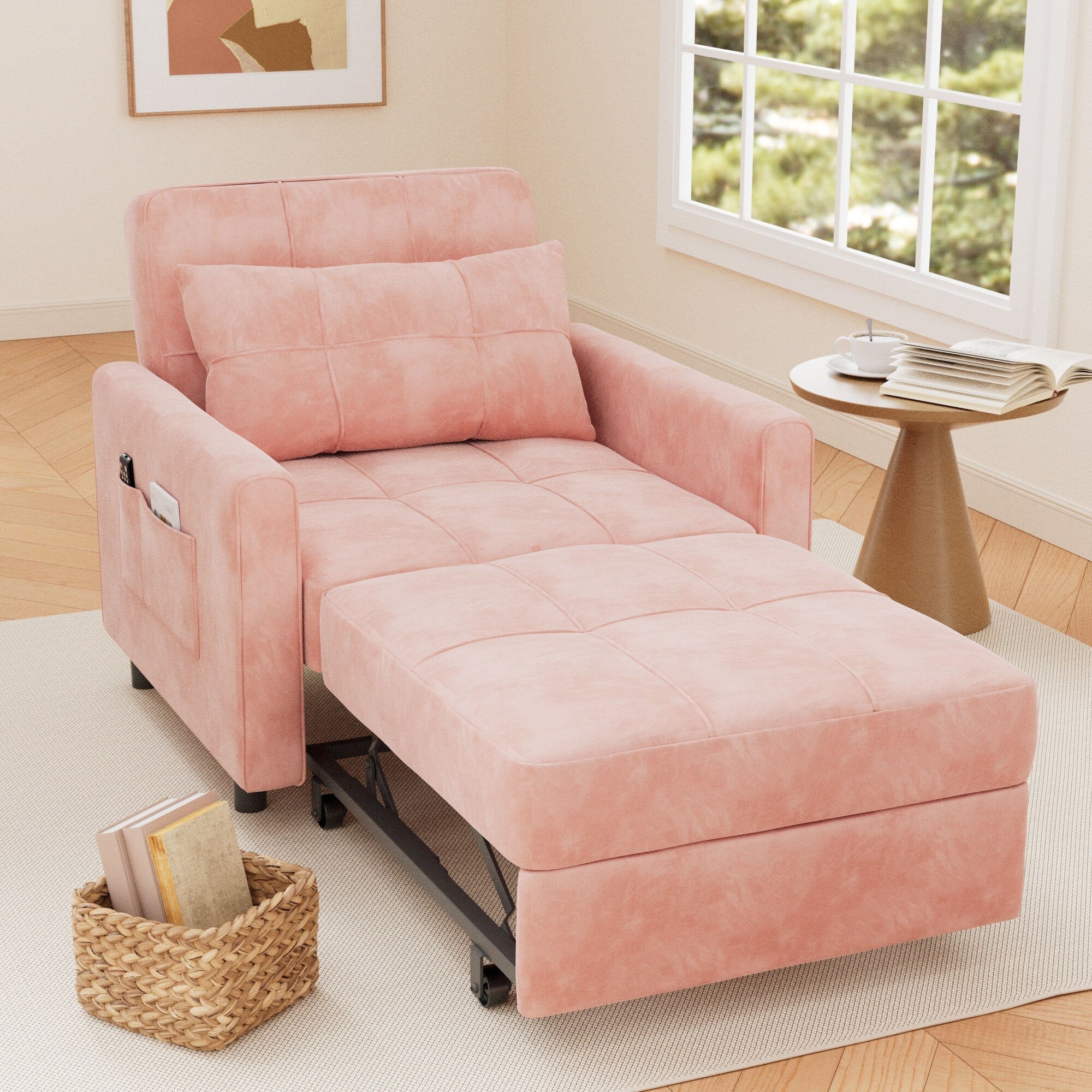 2e0a368b71542c68e3db9d35169c0126af19a814b5759a5851a92ec8321f1e06 3-in-1 Adjustable Sleeper Sofa Bed, Pull Out Chair Sofa, Convertible Folding Bed for Living Room(30.7'' x 68.31''/Dark Grey)