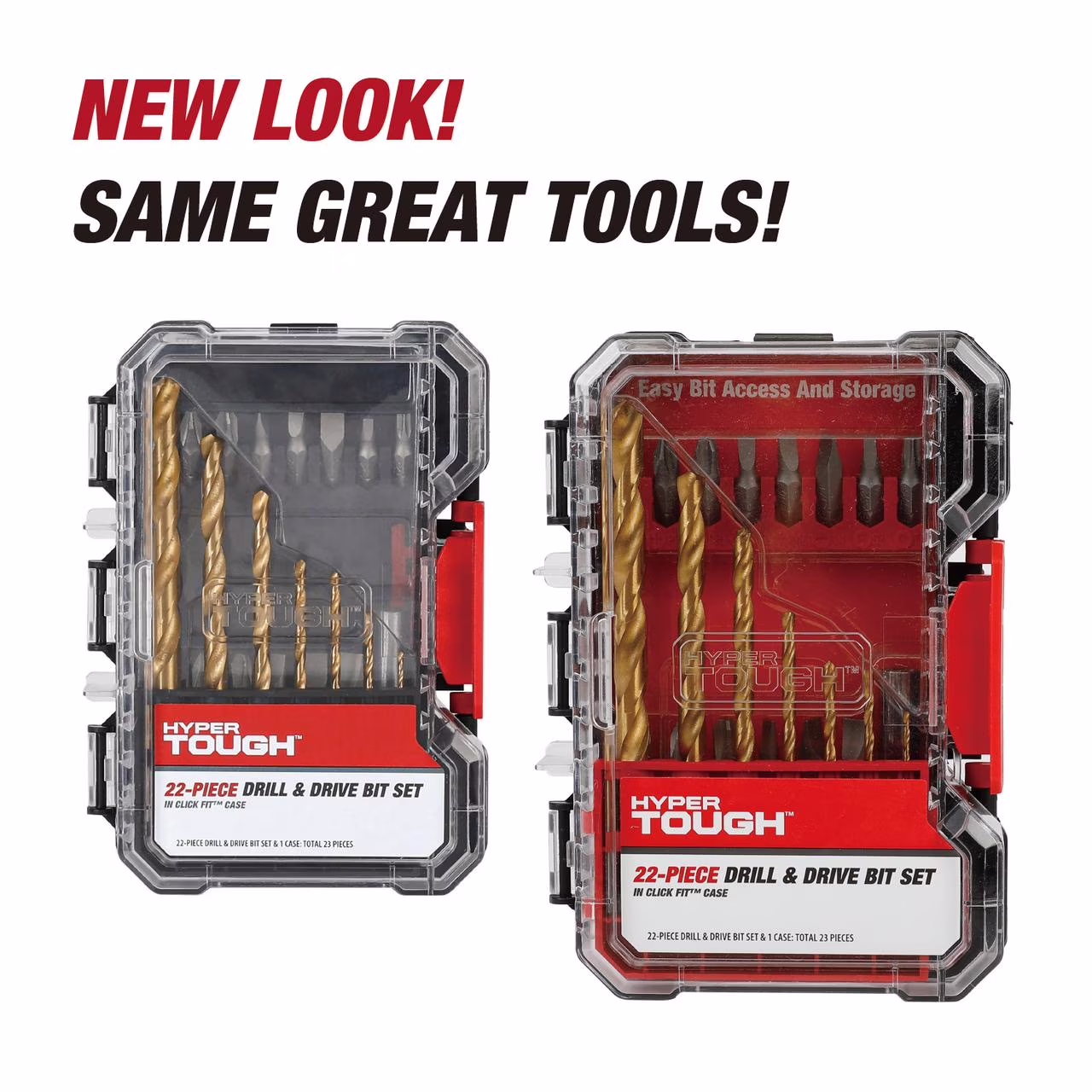 2eb436566d05b79635c2d6ca0785ad1b765ca6aa2a1fd2eeface1f2a835244d5 Hyper Tough 22-Piece Drill & Drive Set in Click Fit™ Case