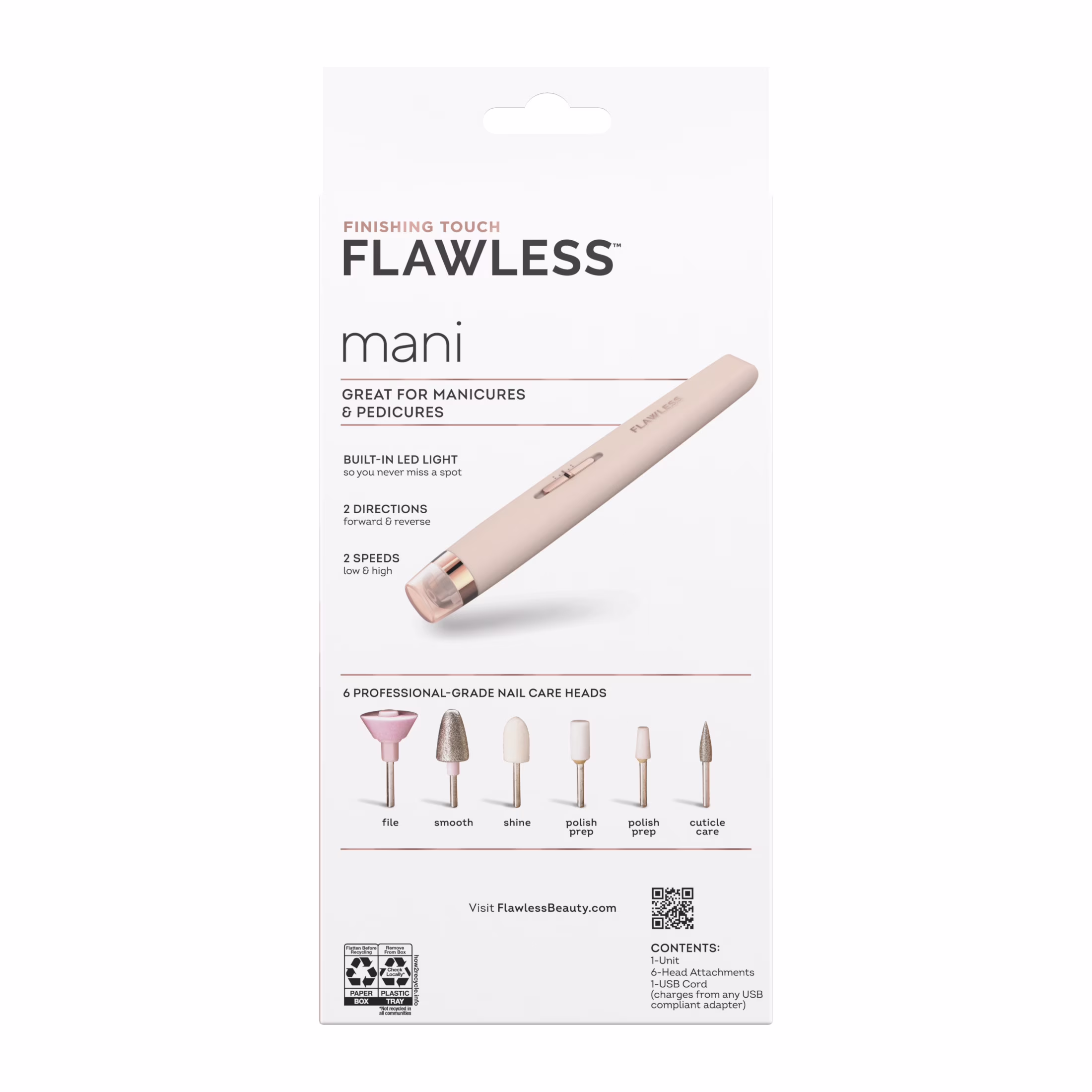 2ef2b083208739e4cdfcc92209d845c18020d0f895d80e54506309fcfb5dbd84 Finishing Touch Flawless Salon Nails Rechargeable Mani Device with 6 Attachments, Pink