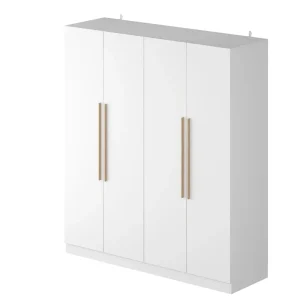 Modern Freestanding Solid Wood Wardrobe Closet With Storage Shelves(White)