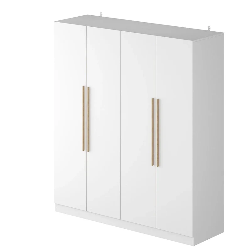 2f0df0494add275fb75cb2342ef6092c1069226cc19a357d358011ffb339c660 Modern Freestanding Solid Wood Wardrobe Closet With Storage Shelves(White)