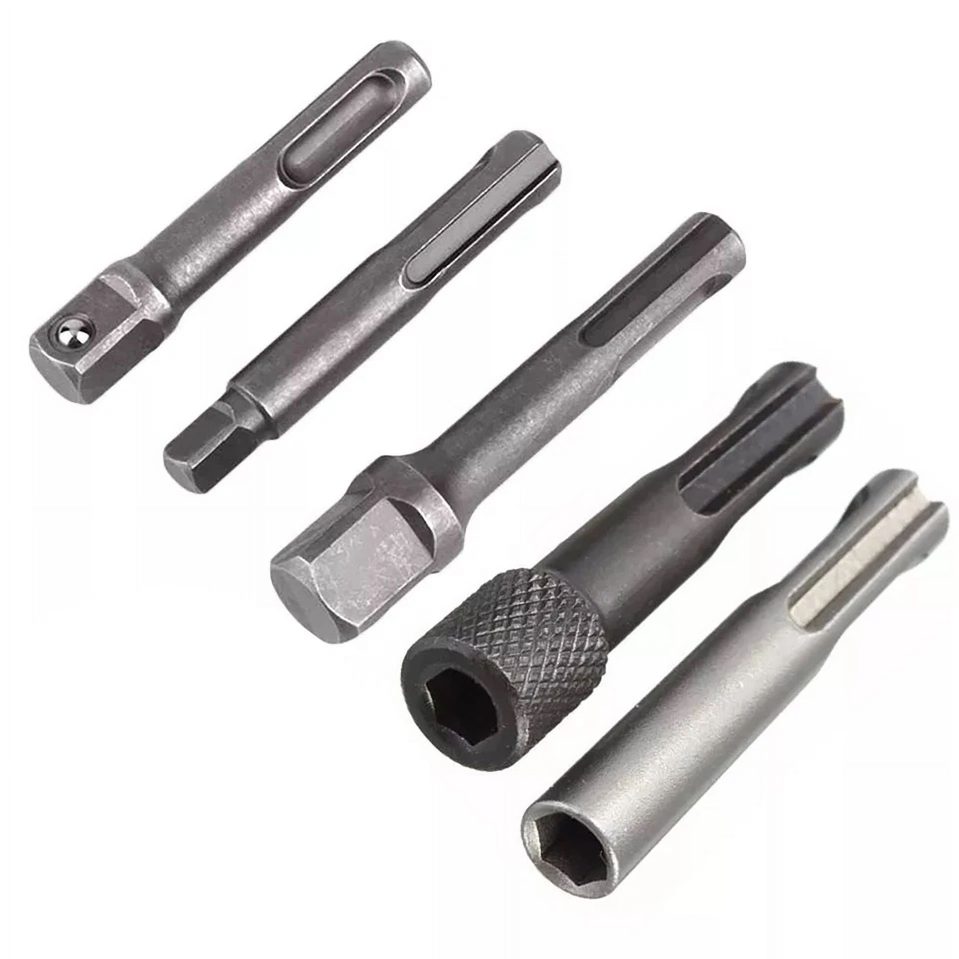 309c9bb0fdbe742b2e824abc689ac99f7fef6dd62519938c632dfd2fac5bacb4 KNACK - 5Pcs Sds Plus 1/4 Hex Socket Driver Tool Drill Bit Chuck Adaptor Bar Kit Set