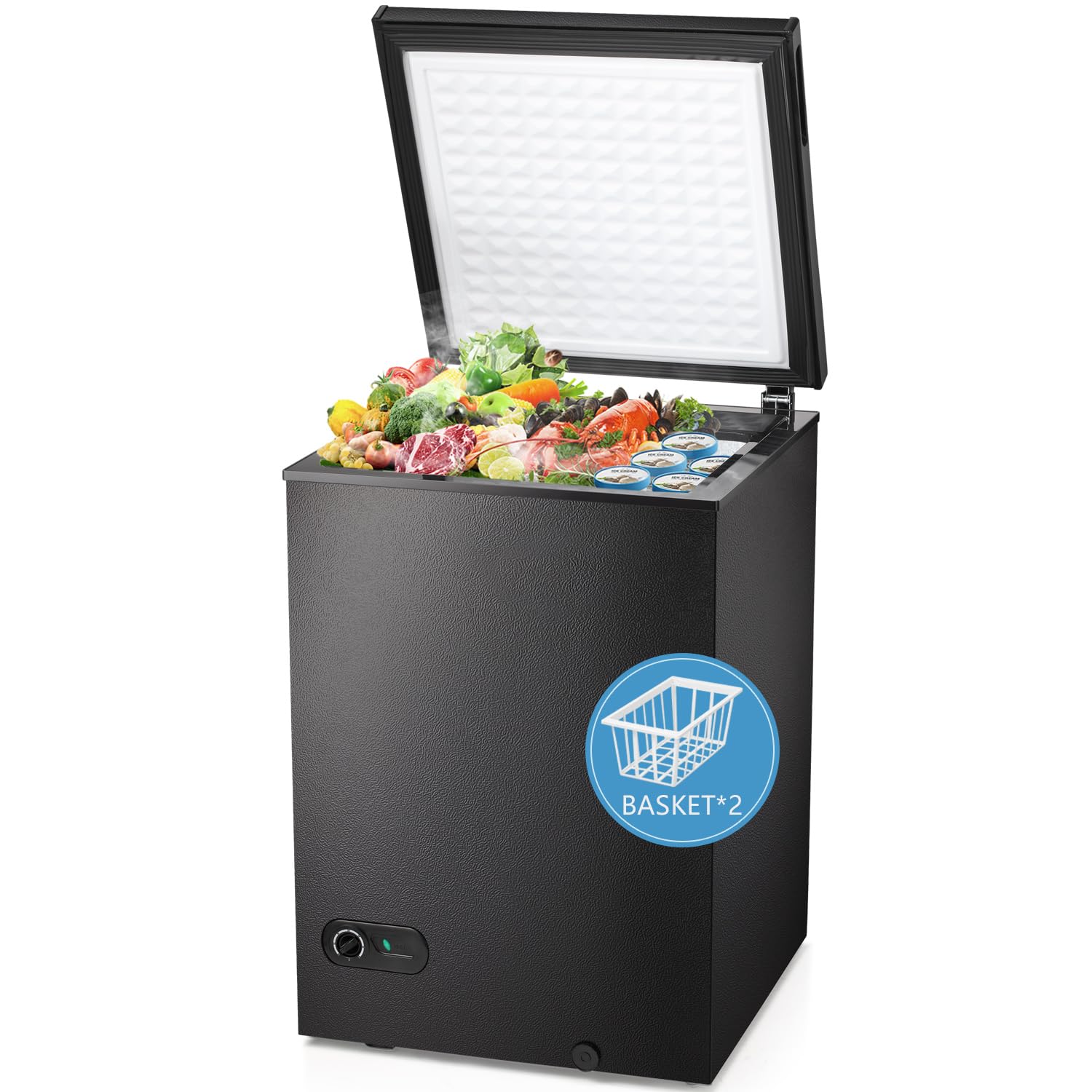 30d32b1cea7370326101fe19d8b09fbb4f93db3214709bdb7638c1f68c62d0d6 R.W.FLAME Chest Freezer 3.5 Cubic Feet with Baskets(Default Title)