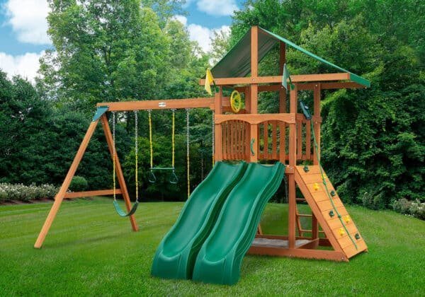 30ff4a989f36397baae415e6f1fe6845c27ac34b67c884785f608aef32294370 Outing w/ Dual Slides Swing Set