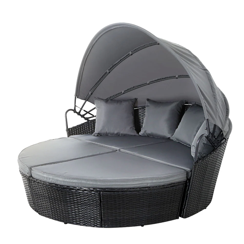 317a85923189c5eb7e8577e173e12b9005d886c0f0d67daf7d965700d17cca77 Gardeon Sun Lounge Setting Wicker Lounger Day Bed Outdoor Furniture Patio Black