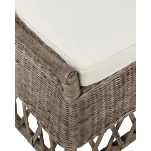 Natural Rattan Cushioned Dining Accent Chair by East at Main(White Armless)