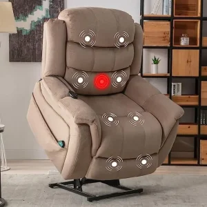 Lay flat recliner Power Lift Recliner Chair for Elderly with Massage and Heat(Camel)