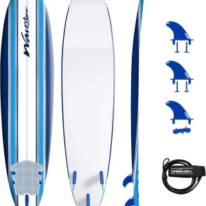 Wavestorm 8ft Classic Surfboard // Foam Wax Free Soft Top Longboard for Adults and Kids of All Levels of Surfing(Surfboard)