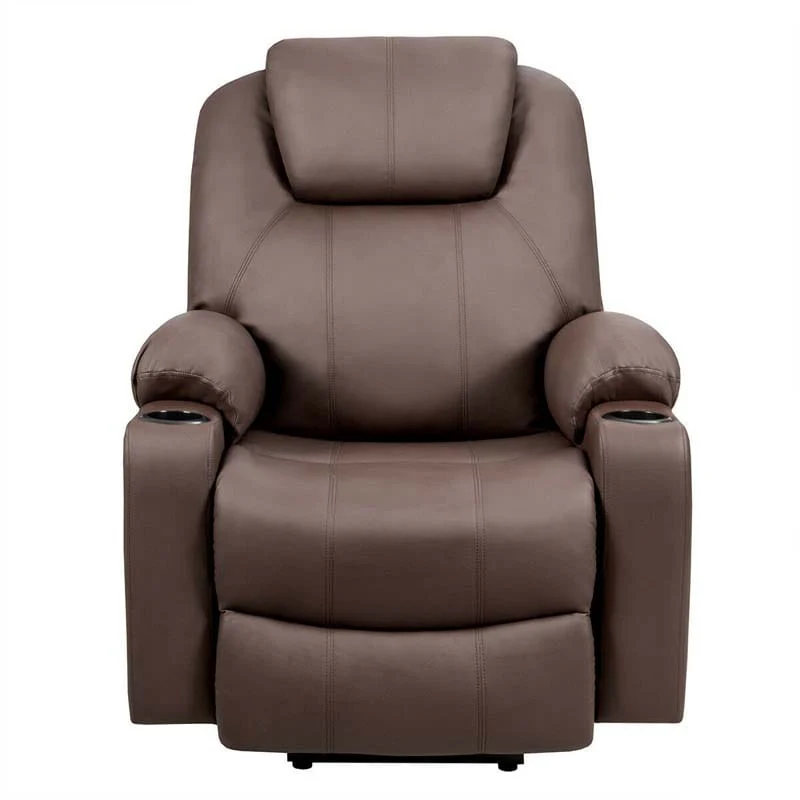 347aeeea3f3abb9ecd13451dd00766fdc0902b1017152eca6313c1ef8ce062c8 Electric Power Lift Recliner, Leather Massage Reclining Sofa, Elderly Lift Chair with Lumbar Heating 8 Vibrating Nodes, Cup Holder, USB Port(Brown)