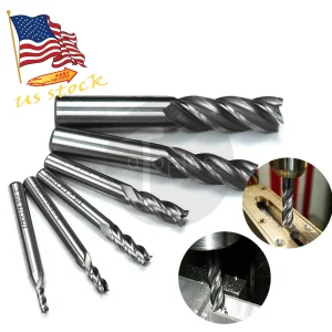 YANI -6Pcs Hss Cnc 4 Flute Spiral Bit End Mill Cutter Set 1/8-5/8 Shank
