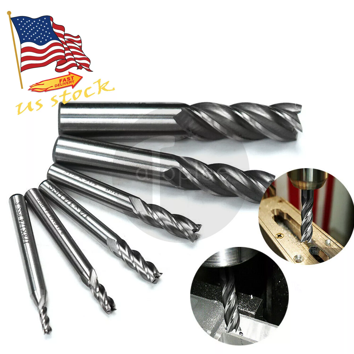 34a03ff314e05c672f7c546a729afd8da420e435d38e669f67ecf1742effc7af YANI -6Pcs Hss Cnc 4 Flute Spiral Bit End Mill Cutter Set 1/8-5/8 Shank