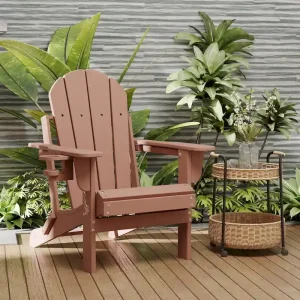 Outdoor Folding Adirondack Chair Patio Chair with Cup Holder(Black-no Cup Holder)