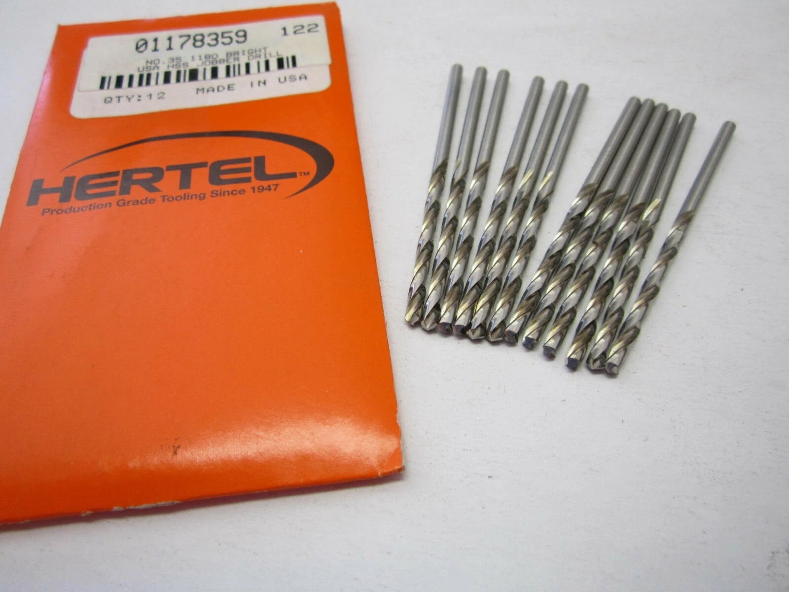 35592d55d27c176e6f437c5b3d579472f5f67794e6eb0cac44f183b4f0427c05 KLYNE - Lot Of 12 #35 High Speed Jobber Length Drill Bits 118 Degree Bright