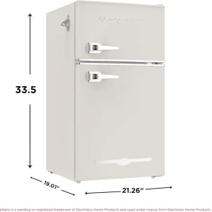 Frigidaire Retro Mini Fridge with Freezer Side Bottle Opener-Small 2 Door Refrigerator Office Bar(Red/Double Door/Refrigerator)