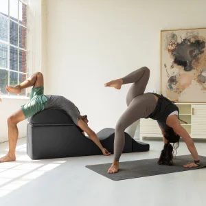 Avana Kami Convertible Chaise / Yoga Massage - 2-In-1 Ottoman with Concealed Fold Out Yoga Lounge Chair, Microvelvet - N/A(Grey)