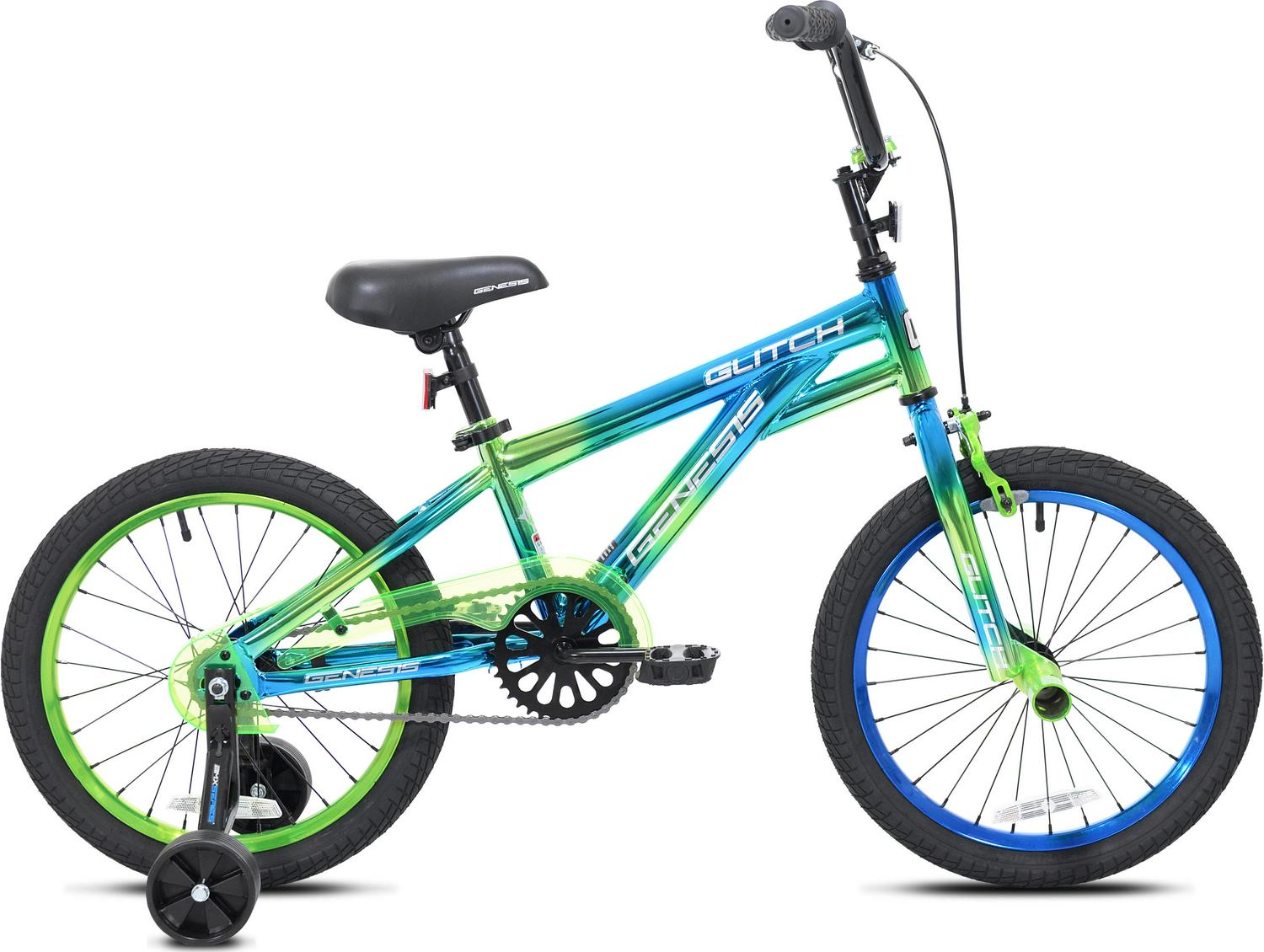 36cae8e22b0558c27f4f3b612c6fb6e162d81d76ea3533e15080d2ab8a9eb98d Genesis 18 Glitch Boy¡¯s BMX Bike, Blue/Green