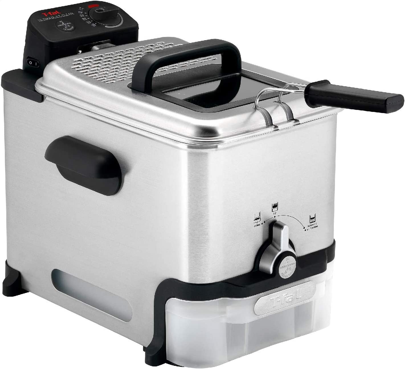 36e04c1c3d3a2f814aaf9afb2e9def8d8831449e7900522b6932b46e2aa47a43 T-Fal Ultimate Steel Deep Fryer with Basket 3.5 Liter Oil and 2.6 Pound Food Capacity
