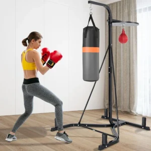 Heavy Bag Stand with Heavy Bag and Adjustable Speed Bag