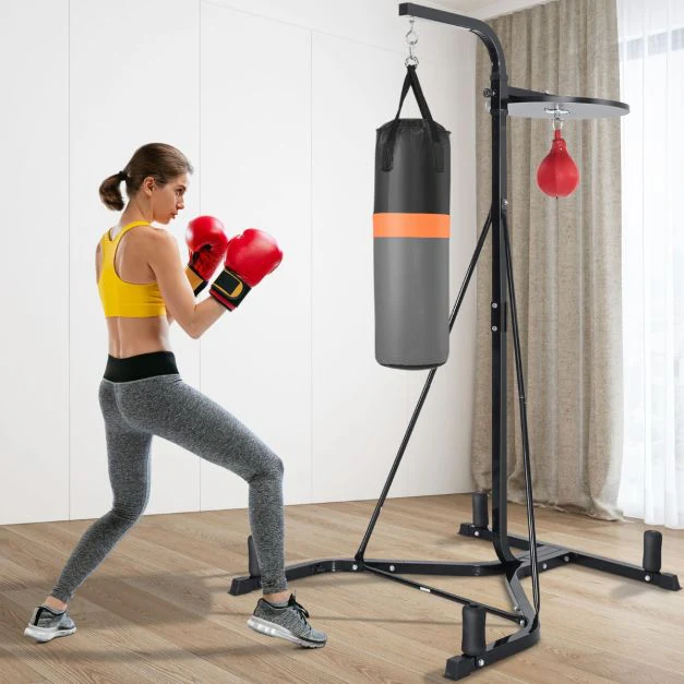 374e573f0089d16253da36cf8ea95435b3b078dc17def83c5b6b3673acc3ecb3 Heavy Bag Stand with Heavy Bag and Adjustable Speed Bag