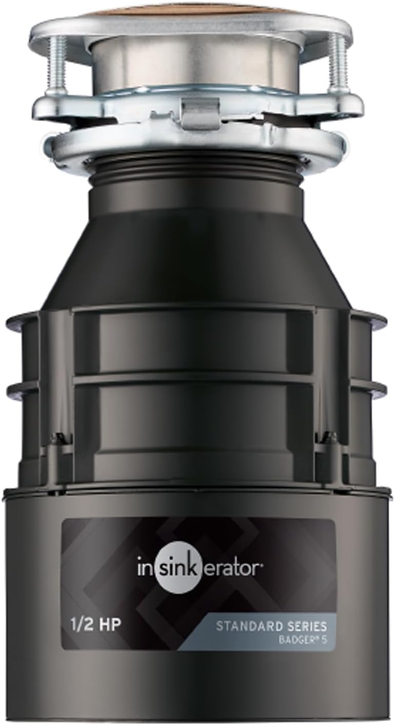 37ccd1c9a7c6e27f5d4d985670f599c80e7e0d3c39d6fdf80710b9843d1904dc InSinkErator Badger 5 Garbage Disposal, 1/2 HP Continuous Feed, Compact Design, Quick Lock Installation