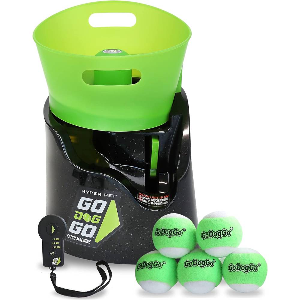 38070fa3ff92587e4a963c1d3a5fc730fd670a681813f74956895c5f3001c8f6 Hyper Pet GoDogGo Automatic Dog Ball Launcher with 5 Balls