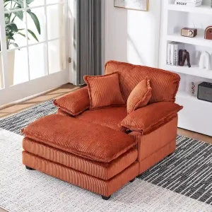 56.9 W Oversized Chair with Ottoman, Reading Chair for Bedroom, Lazy Sofa Bed, Modern Over Sized Single Recliner Couch(Orange)