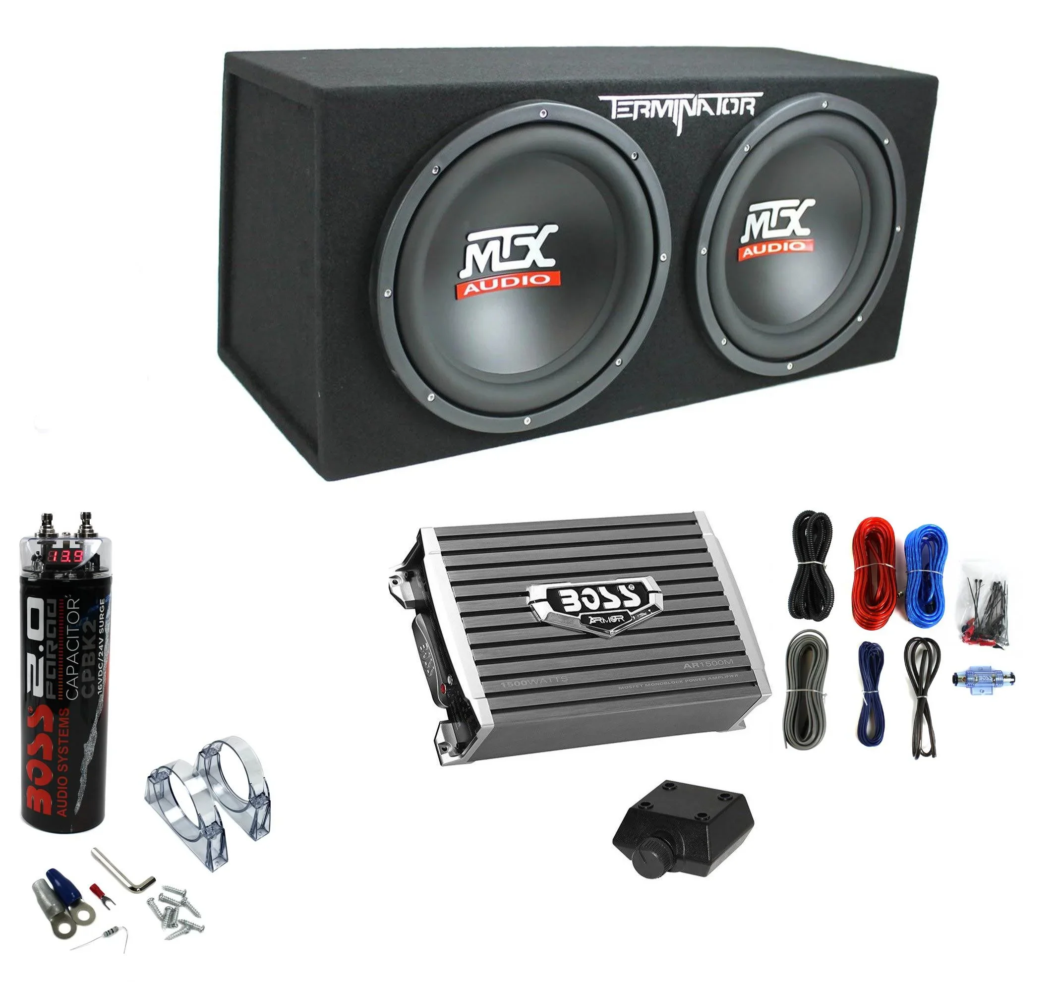 3814997e968b091ee3827bcec6ce6510393bbafc769580fee6e318598d16f564 1200W Dual Loaded Subwoofer Box + 1500W Amplifier + Capacitor