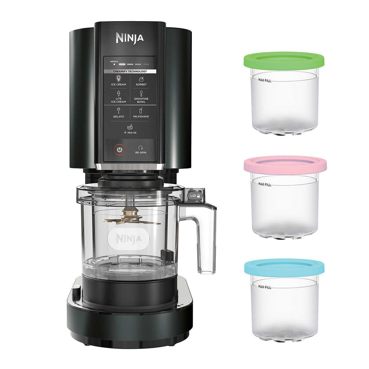 389d0d24bde41e727070ee99741ef5326a18251138543342406eb386d551e059 Ninja CREAMi Ice Cream Maker with 3 CREAMi Pints